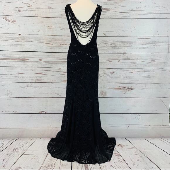 Reign On black sequin with sheer panel hem beaded - Picture 1 of 8